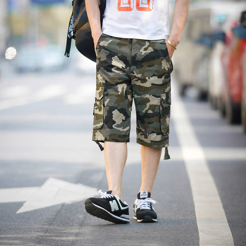 Plus Size Men's Loose Camo Shorts with Pockets