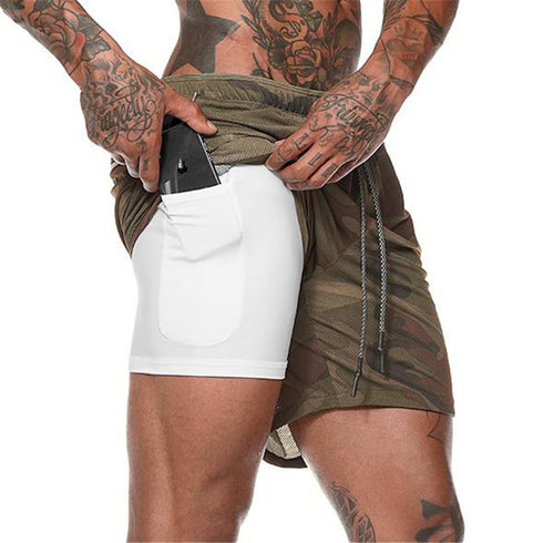 Plus Size Men's Quick Dry 2 in 1 Fit Workout Mesh Shorts
