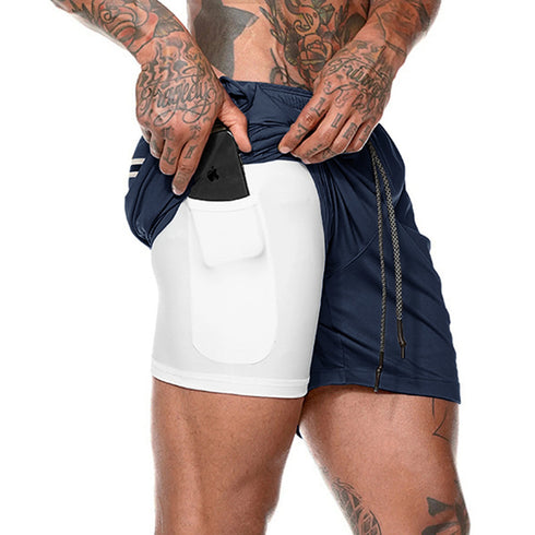 Plus Size Men's Quick Dry 2 in 1 Fit Workout Mesh Shorts