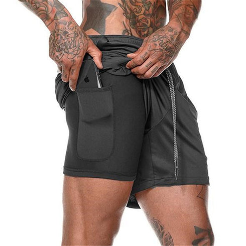 Plus Size Men's Quick Dry 2 in 1 Fit Workout Mesh Shorts