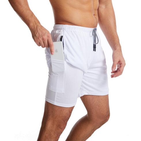 Plus Size Men's Quick Dry Jogging Sweat Shorts with Zippers