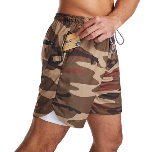 Plus Size Men's Quick Dry Jogging Sweat Shorts with Zippers
