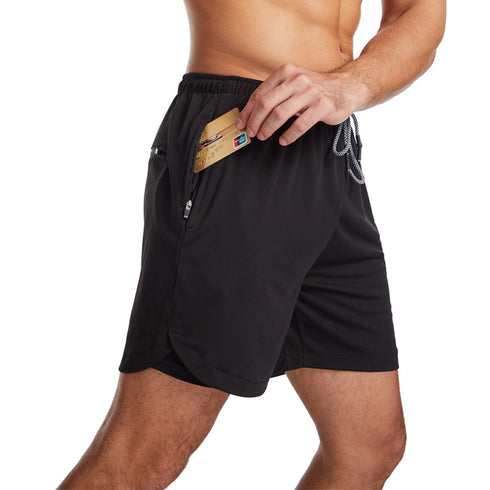 Plus Size Men's Quick Dry Jogging Sweat Shorts with Zippers
