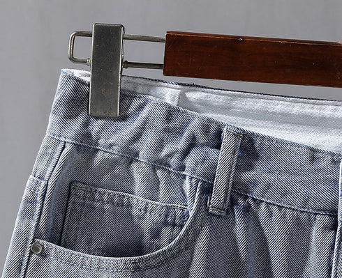 Plus Size Mid Waist Distressed Men's Jean Denim Shorts