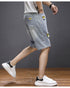 Plus Size Mid Waist Distressed Men's Jean Denim Shorts
