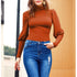 Plus Size Pullover Pure Color Turtleneck Women's Tunics