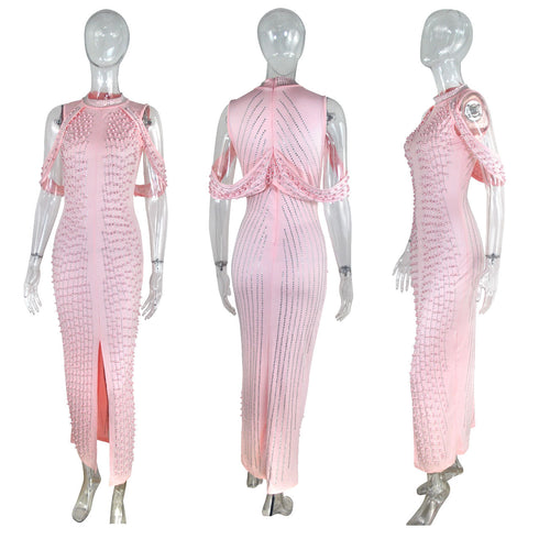 Plus Size Sleeveless Beaded Dress Women's Skinny Dress