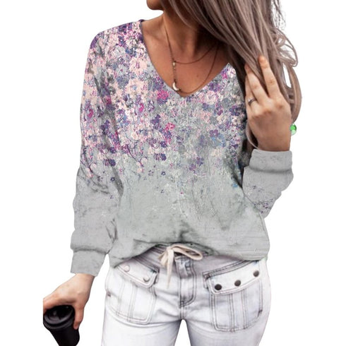 Plus Size Stylish Printed Women's Long Sleeve Sweatshirt