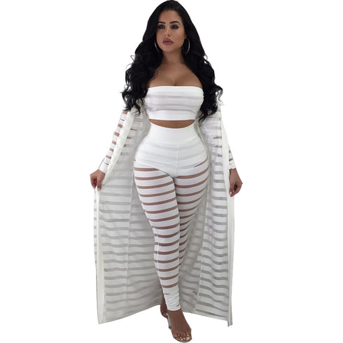 Plus Size Stylish Sexy Lace Women's 3 Piece Lounge Set