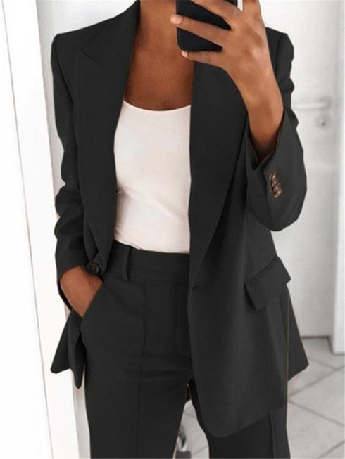 Plus Size Suit Jacket Women's Lapel Coat Outwear