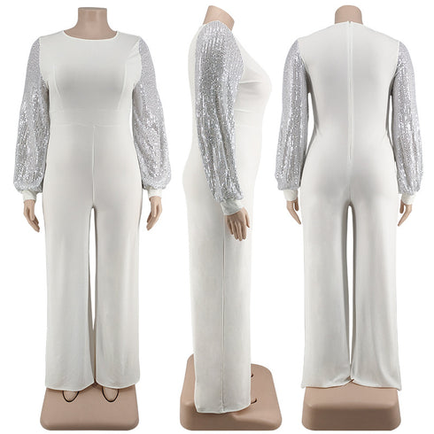 Plus Size Western Stylish Round Collar Jumpsuits for Women