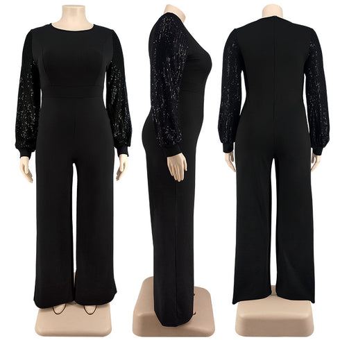 Plus Size Western Stylish Round Collar Jumpsuits for Women