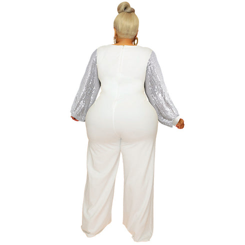 Plus Size Western Stylish Round Collar Jumpsuits for Women