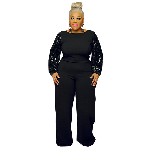 Plus Size Western Stylish Round Collar Jumpsuits for Women