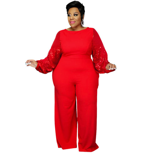 Plus Size Western Stylish Round Collar Jumpsuits for Women