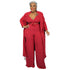Plus Size Women's 3 Piece Lounge Set Pure Color Suit