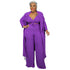 Plus Size Women's 3 Piece Lounge Set Pure Color Suit