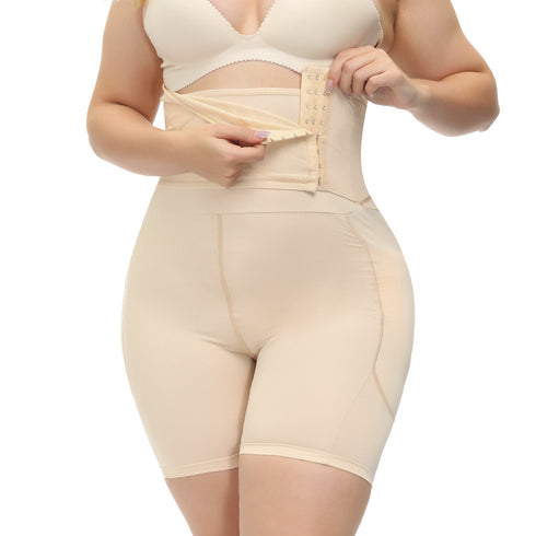 Plus Size Women's 3 Rows Clasp Shapewear Butt Lifter Padded