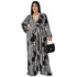 Plus Size Women's Belted Stylish Printed Jumpsuits