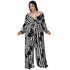 Plus Size Women's Belted Stylish Printed Jumpsuits