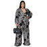Plus Size Women's Belted Stylish Printed Jumpsuits