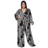 Plus Size Women's Belted Stylish Printed Jumpsuits