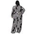 Plus Size Women's Belted Stylish Printed Jumpsuits