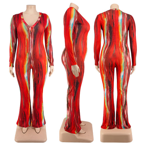 Plus Size Women's Flare Bell Bottom Jumpsuits