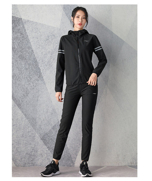 Plus Size Women's Hot Sweat Zipper Jacket Pants Sauna Suits
