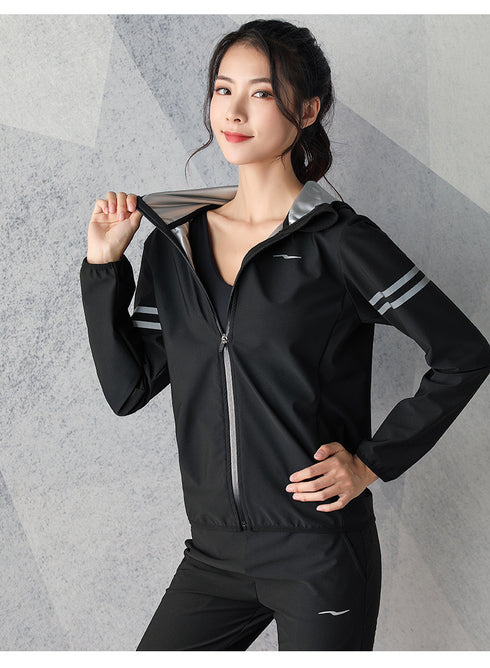 Plus Size Women's Hot Sweat Zipper Jacket Pants Sauna Suits