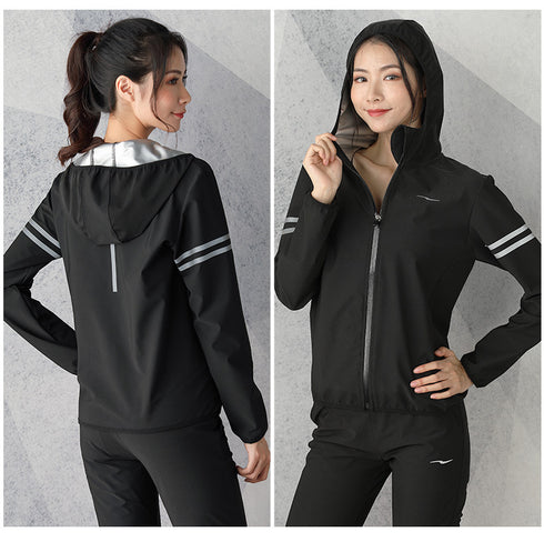 Plus Size Women's Hot Sweat Zipper Jacket Pants Sauna Suits