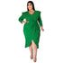 Plus Size Women's Long Sleeve V Neck Irregularity Dresses