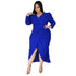 Plus Size Women's Long Sleeve V Neck Irregularity Dresses