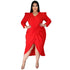 Plus Size Women's Long Sleeve V Neck Irregularity Dresses