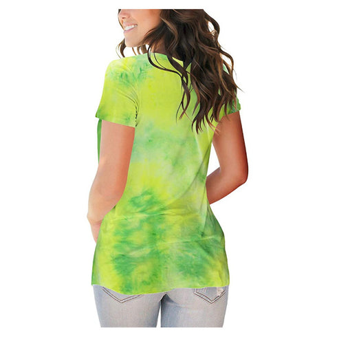 Plus Size Women's Loose Tie-dyed Short Sleeved T-shirt Top