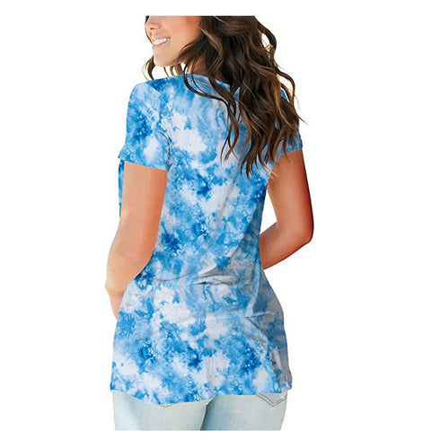 Plus Size Women's Loose Tie-dyed Short Sleeved T-shirt Top