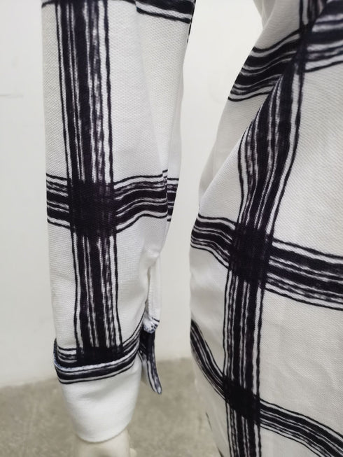 Plus Size Women's Plaid Lapel Button Coat Loose Shirts