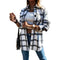 Plus Size Women's Plaid Lapel Button Coat Loose Shirts