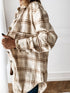 Plus Size Women's Plaid Lapel Button Coat Loose Shirts