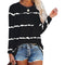 Plus Size Women's Print Round Collar Long Sleeve T-shirt
