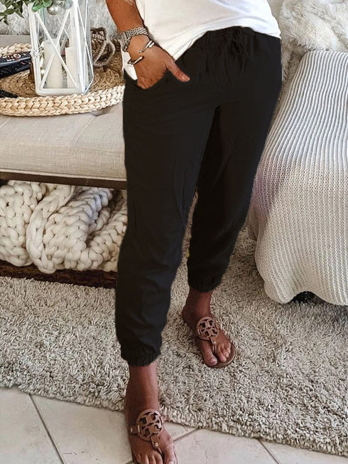 Plus Size Women's Pure Color Beam Foot Trousers