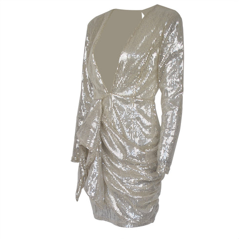 Plus Size Women's Sequinned Wrap Evening Dress