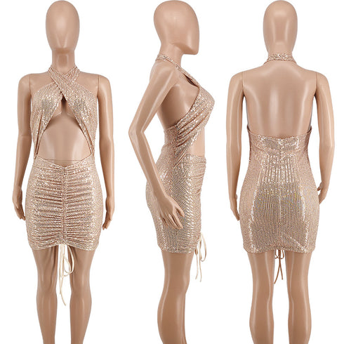 Plus Size Women's Sexy Crop Backless Nightclub Dresses