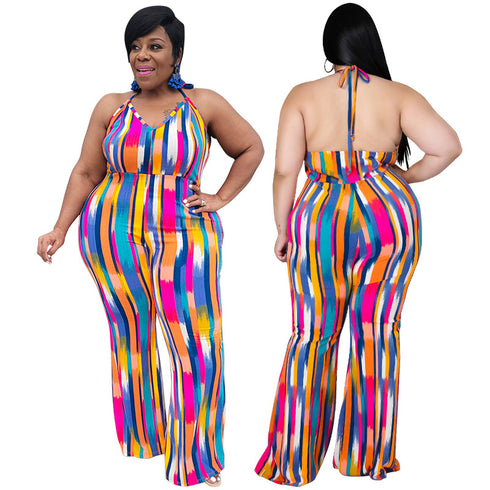 Plus Size Women's Spaghetti Strap Straight Jumpsuits