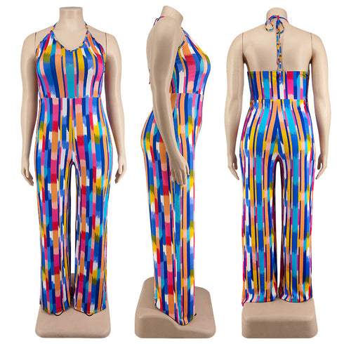 Plus Size Women's Spaghetti Strap Straight Jumpsuits