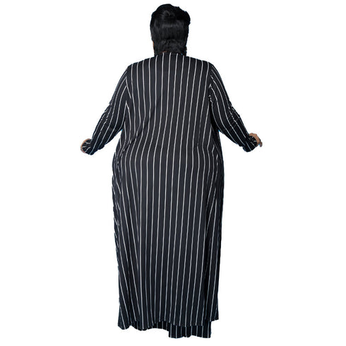 Plus Size Women's Stripes Elegant 3 Piece Lounge Set Suits