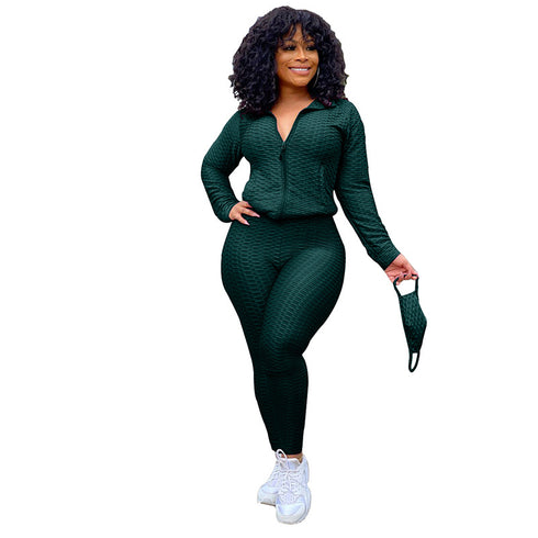 Plus Size Women's Sweat Suit Zipper Two Piece Outfits