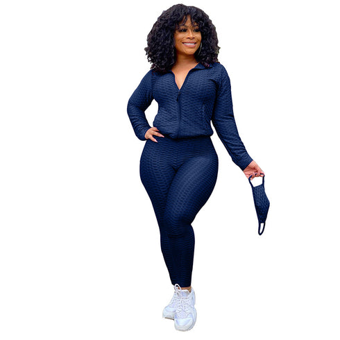 Plus Size Women's Sweat Suit Zipper Two Piece Outfits