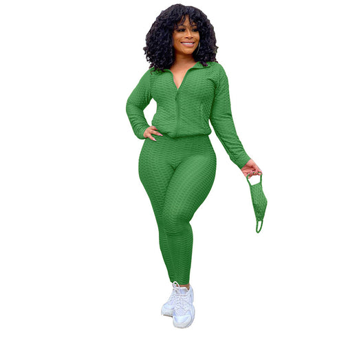 Plus Size Women's Sweat Suit Zipper Two Piece Outfits