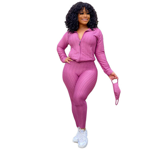 Plus Size Women's Sweat Suit Zipper Two Piece Outfits